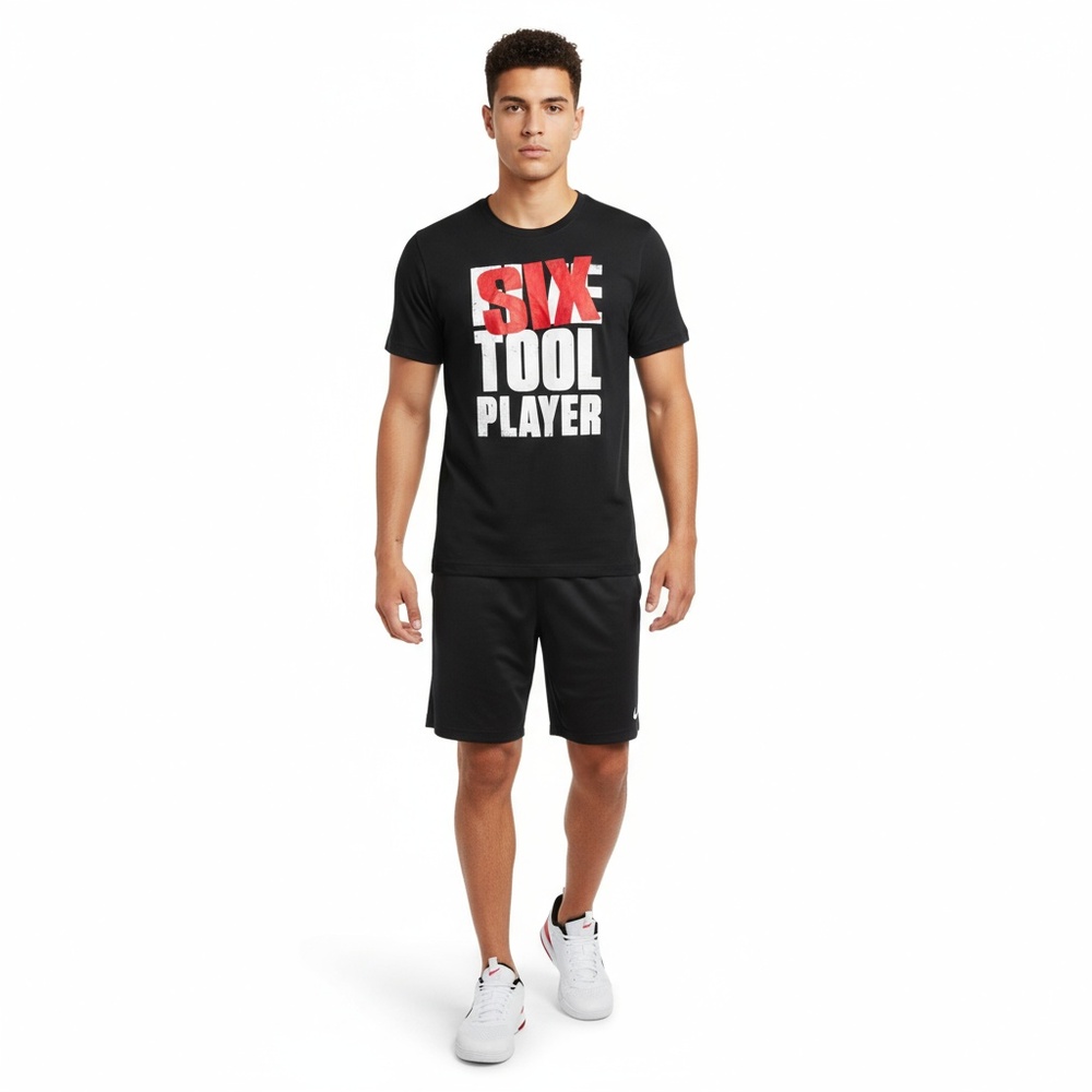Nike Medium T-Shirt Black Six Tool Player Graphic Athletic Sporty Baseball M
